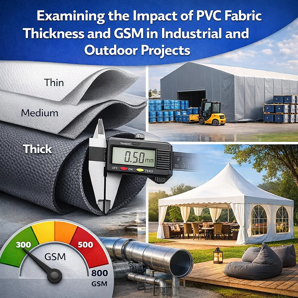بررسی تأثیر ضخامت و گرماژ پارچه PVC در پروژه‌های صنعتی و فضای باز